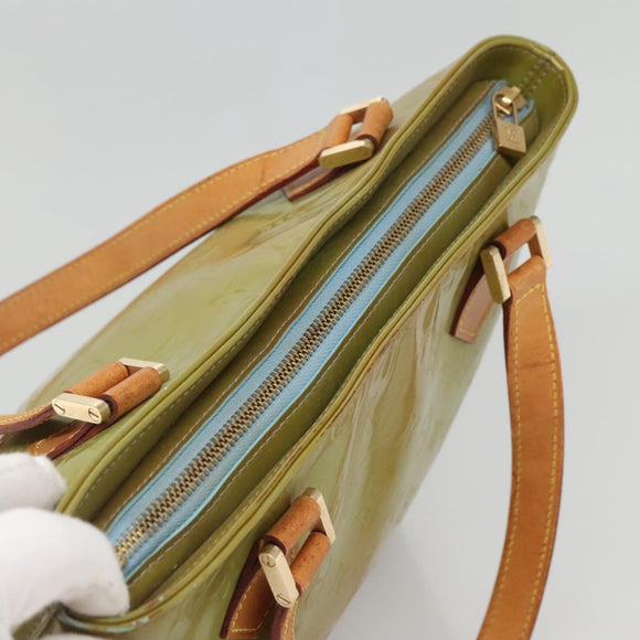 LOUIS VUITTON Monogram Vernis Houston Hand Bag Baby Blue M91005 LV Auth 135303