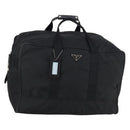 PRADA Boston Bag Nylon Black Silver Auth 135305-1