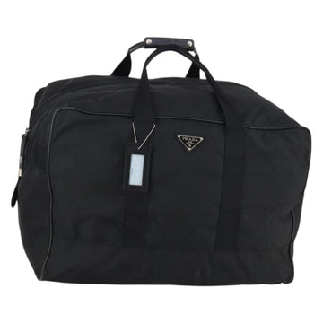 PRADA Boston Bag Nylon Black Silver Auth 135305