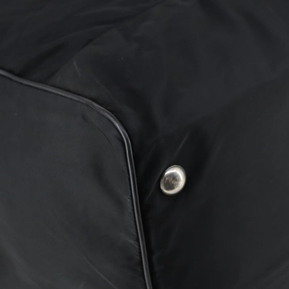 PRADA Boston Bag Nylon Black Silver Auth 135305