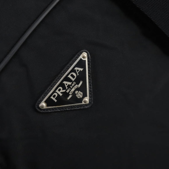 PRADA Boston Bag Nylon Black Silver Auth 135305