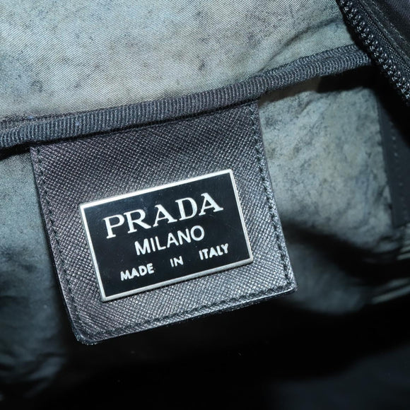 PRADA Boston Bag Nylon Black Silver Auth 135305