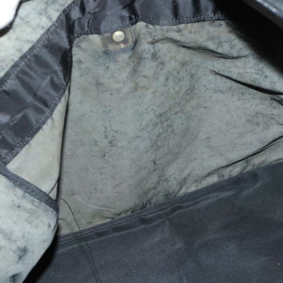 PRADA Boston Bag Nylon Black Silver Auth 135305