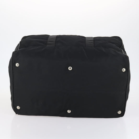 PRADA Boston Bag Nylon Black Silver Auth 135305