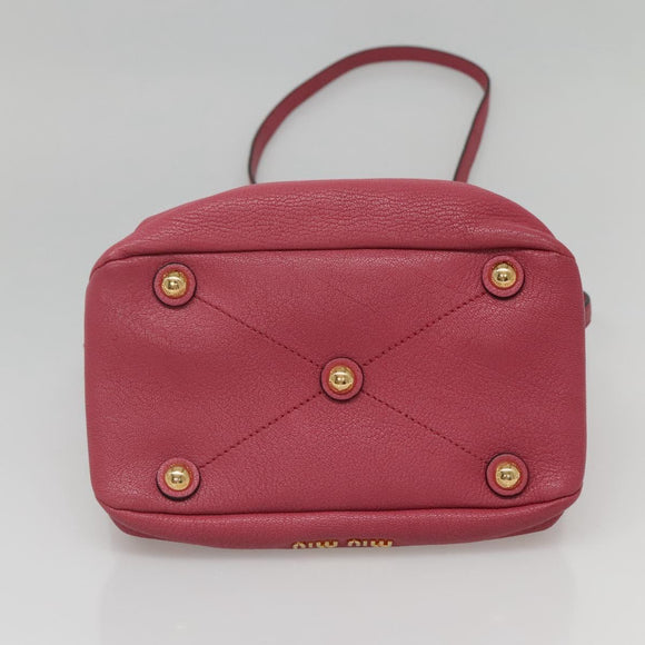 Miu Miu Hand Bag Leather 2way Pink Gold Auth 135306