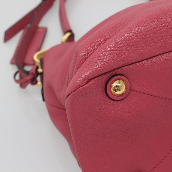 Miu Miu Hand Bag Leather 2way Pink Gold Auth 135306