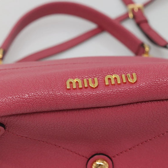 Miu Miu Hand Bag Leather 2way Pink Gold Auth 135306