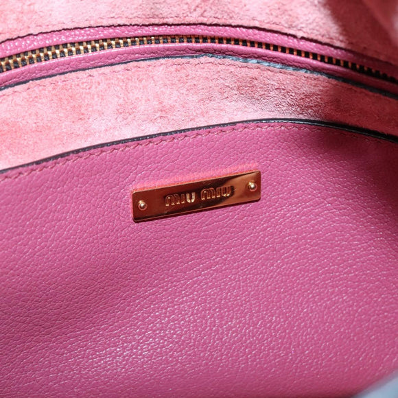Miu Miu Hand Bag Leather 2way Pink Gold Auth 135306