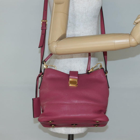 Miu Miu Hand Bag Leather 2way Pink Gold Auth 135306