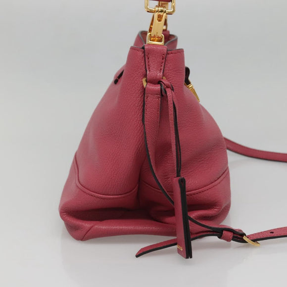 Miu Miu Hand Bag Leather 2way Pink Gold Auth 135306