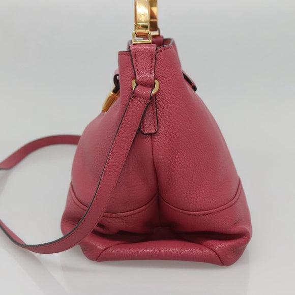 Miu Miu Hand Bag Leather 2way Pink Gold Auth 135306