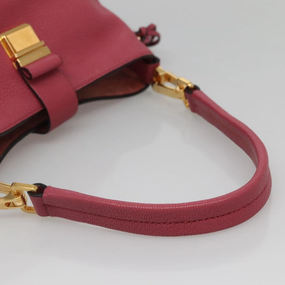 Miu Miu Hand Bag Leather 2way Pink Gold Auth 135306