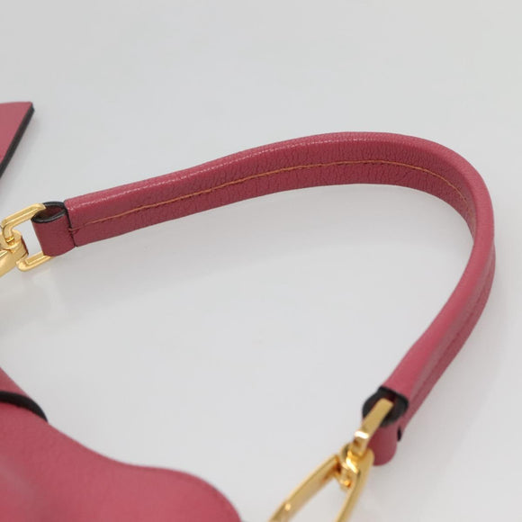 Miu Miu Hand Bag Leather 2way Pink Gold Auth 135306