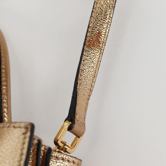 Miu Miu Hand Bag Leather 2way Gold Auth 135307