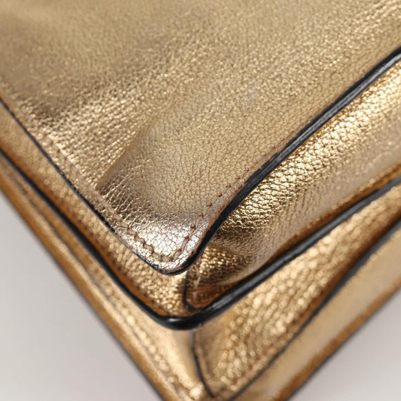 Miu Miu Hand Bag Leather 2way Gold Auth 135307