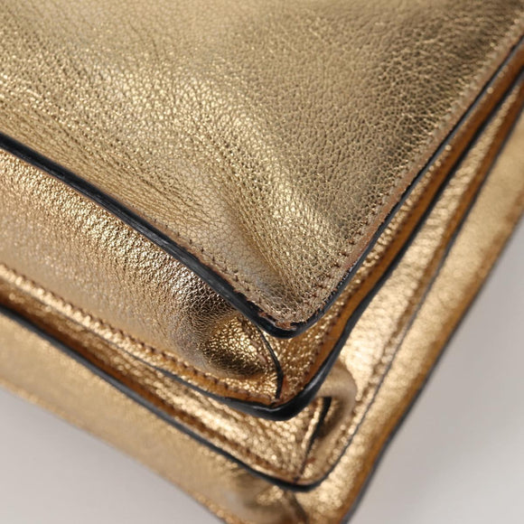 Miu Miu Hand Bag Leather 2way Gold Auth 135307