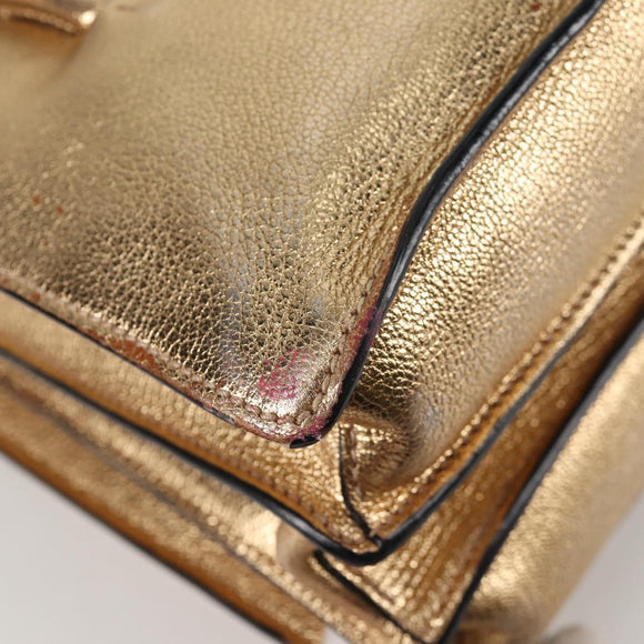 Miu Miu Hand Bag Leather 2way Gold Auth 135307