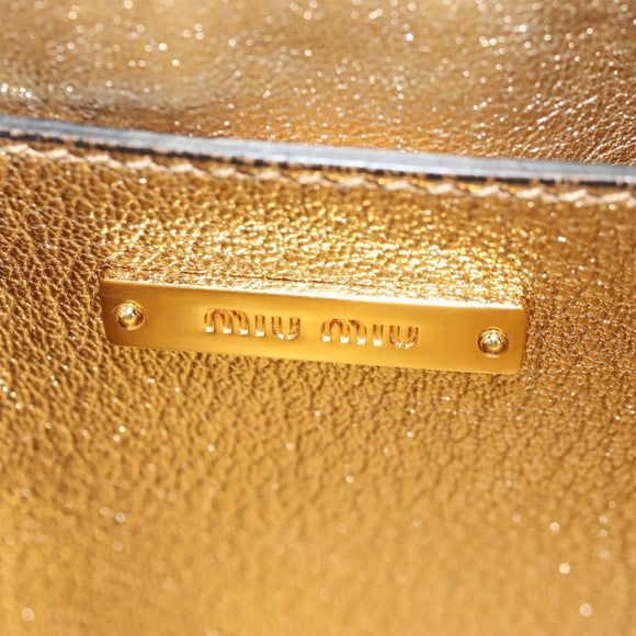 Miu Miu Hand Bag Leather 2way Gold Auth 135307