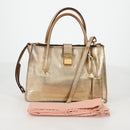 Miu Miu Hand Bag Leather 2way Gold Auth 135307-12