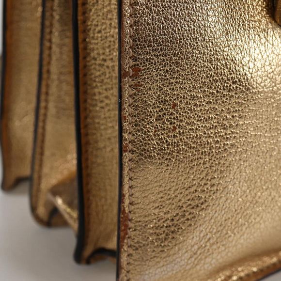 Miu Miu Hand Bag Leather 2way Gold Auth 135307