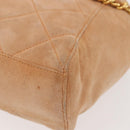 PRADA Chain Shoulder Bag Suede Beige Gold Auth 135314-17