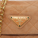 PRADA Chain Shoulder Bag Suede Beige Gold Auth 135314-18