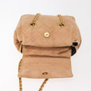 PRADA Chain Shoulder Bag Suede Beige Gold Auth 135314-9
