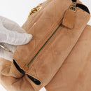 PRADA Chain Shoulder Bag Suede Beige Gold Auth 135314-10