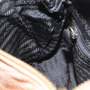 PRADA Chain Shoulder Bag Suede Beige Gold Auth 135314-22