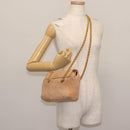 PRADA Chain Shoulder Bag Suede Beige Gold Auth 135314-24