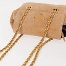 PRADA Chain Shoulder Bag Suede Beige Gold Auth 135314-6