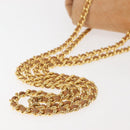 PRADA Chain Shoulder Bag Suede Beige Gold Auth 135314-7