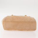 PRADA Chain Shoulder Bag Suede Beige Gold Auth 135314-5