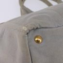 PRADA Canapa GM Hand Bag Canvas Gray Gold Auth 135318-9