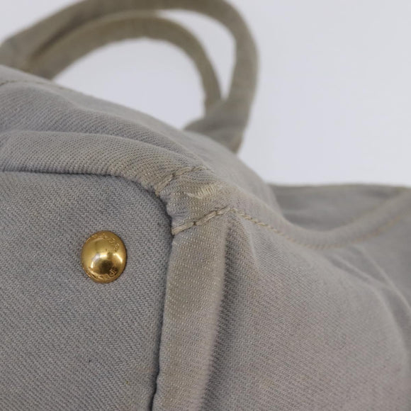 PRADA Canapa GM Hand Bag Canvas Gray Gold Auth 135318
