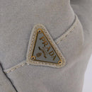 PRADA Canapa GM Hand Bag Canvas Gray Gold Auth 135318-17