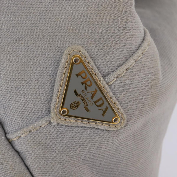 PRADA Canapa GM Hand Bag Canvas Gray Gold Auth 135318