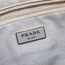 PRADA Canapa GM Hand Bag Canvas Gray Gold Auth 135318-18