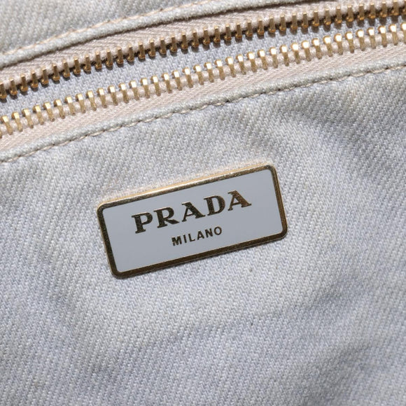 PRADA Canapa GM Hand Bag Canvas Gray Gold Auth 135318