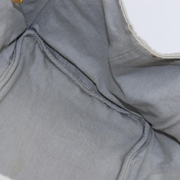 PRADA Canapa GM Hand Bag Canvas Gray Gold Auth 135318