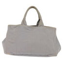 PRADA Canapa GM Hand Bag Canvas Gray Gold Auth 135318-2