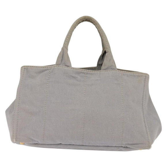 PRADA Canapa GM Hand Bag Canvas Gray Gold Auth 135318