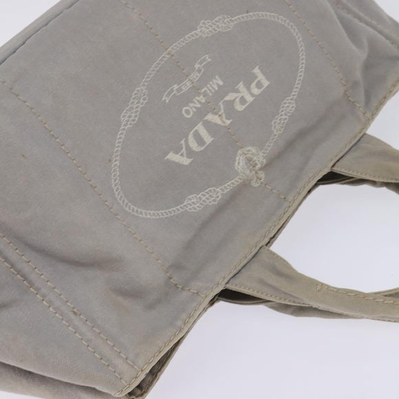 PRADA Canapa GM Hand Bag Canvas Gray Gold Auth 135318