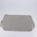 PRADA Canapa GM Hand Bag Canvas Gray Gold Auth 135318-5