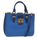 Miu Miu Hand Bag Leather 2way Blue Gold Auth 135323-1