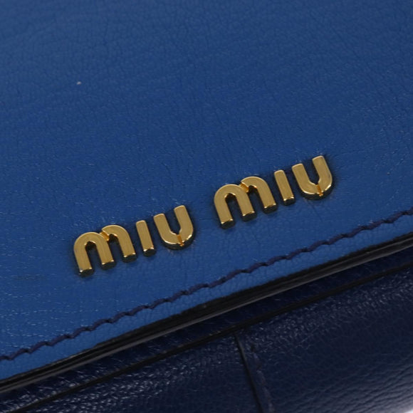 Miu Miu Hand Bag Leather 2way Blue Gold Auth 135323