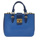 Miu Miu Hand Bag Leather 2way Blue Gold Auth 135323-13