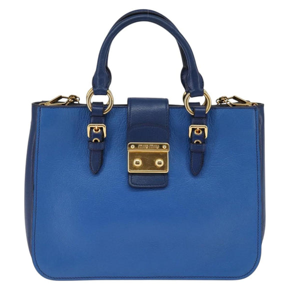 Miu Miu Hand Bag Leather 2way Blue Gold Auth 135323