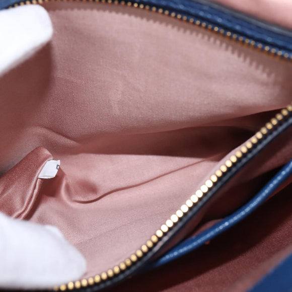 Miu Miu Hand Bag Leather 2way Blue Gold Auth 135323