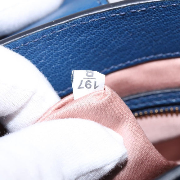 Miu Miu Hand Bag Leather 2way Blue Gold Auth 135323